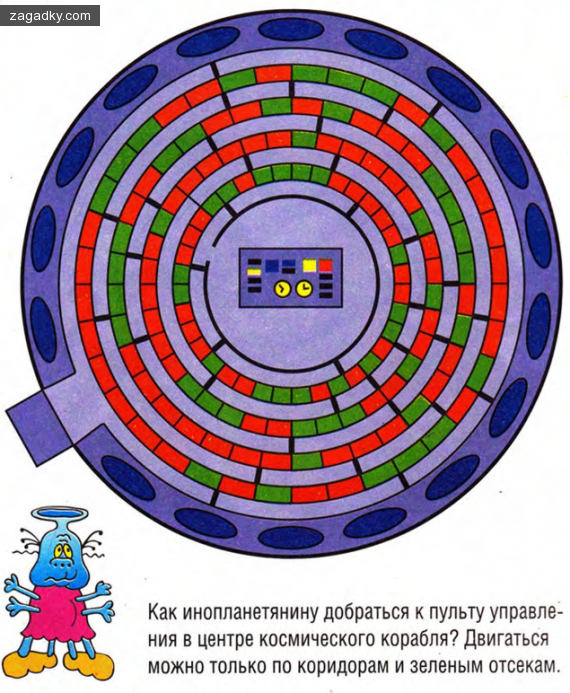 Детские загадки: Как инопланетянину добраться к пульту управления в центре космического корабля?
